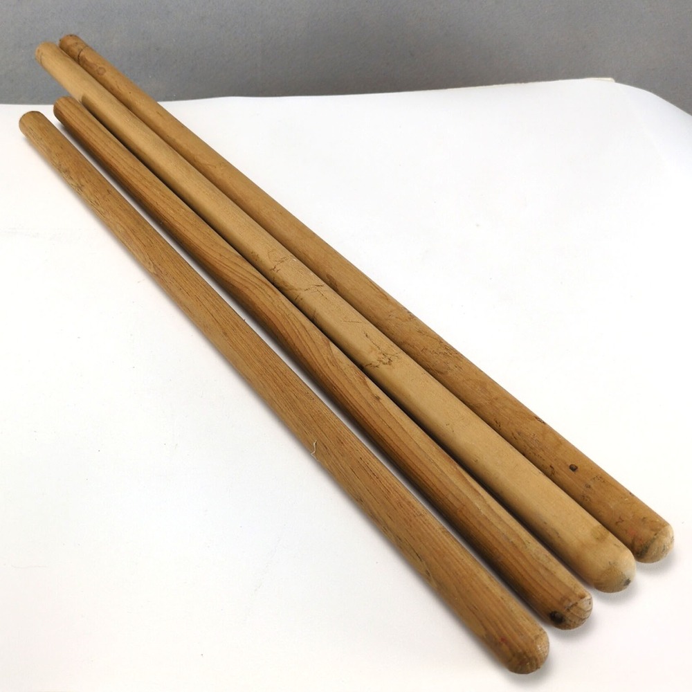 Vintage Set of 4 Salvaged Round Unfinished Wood Furniture Legs 20-3/4" & 24-7/8"